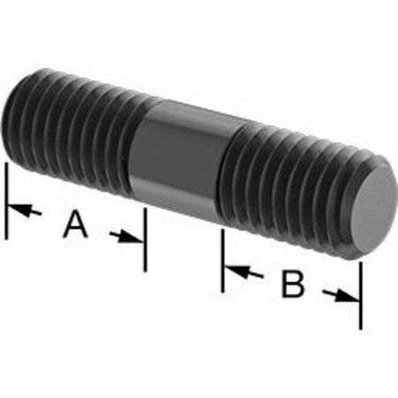 BSC PREFERRED Black-Oxide ST Threaded on Both Ends Stud 5/8-11 Thread Size 2-1/2 Long 1 and 7/8 Long Threads 91025A804